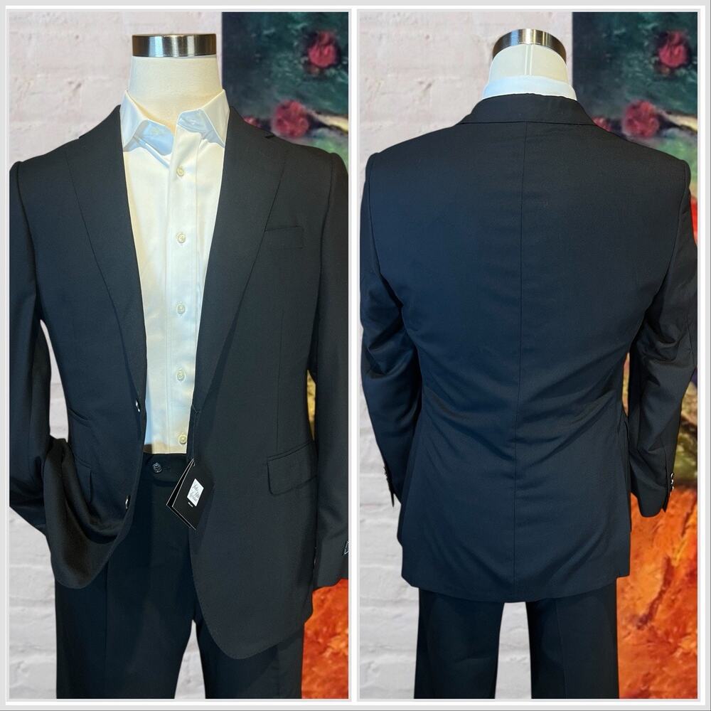 New Samuelsohn Blazer 40R Black Textured S130s Sport Jacket NWT $998 - Picture 3 of 16